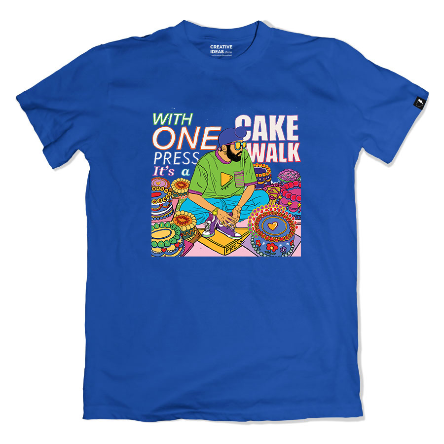 Blue Regular Fit Tshirt - Cakewalk by Param Sahib | Limited Edition
