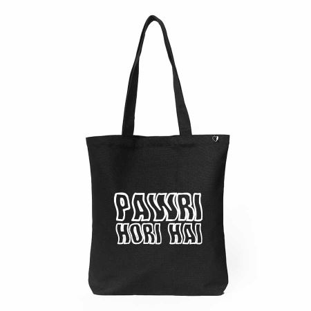 Pawri Hori Hai Black Tote Bag By Yashraj Mukhate