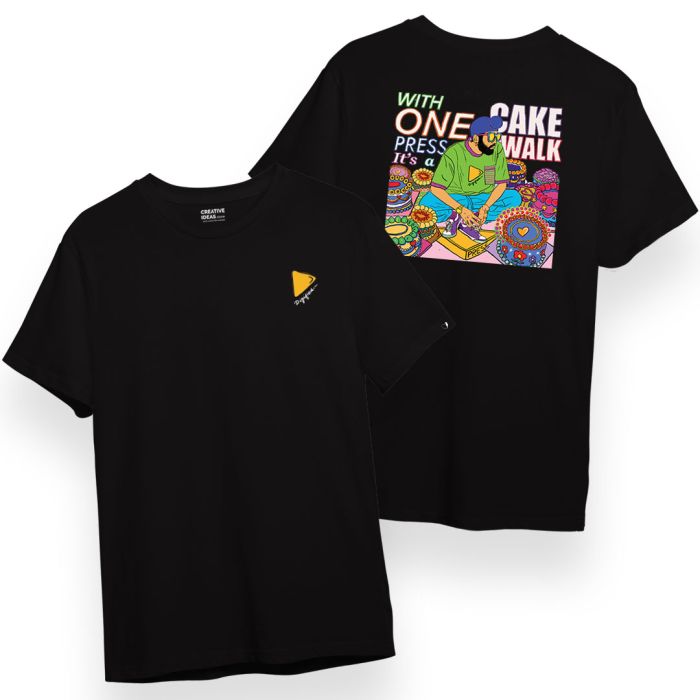Black Oversized Tshirt - Cakewalk by Param Sahib Front and Back Printed | Limited Edition