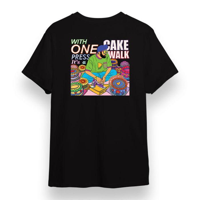 Black Oversized Tshirt - Cakewalk by Param Sahib Front and Back Printed | Limited Edition