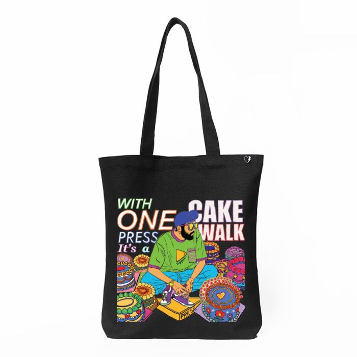 Black Premium Tote Bag - Cakewalk by Param Sahib | Limited Edition