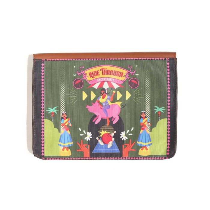 Brown Vegan Leather Laptop Sleeve - Ride Through Uncertainty by Varshini Ramakrishnan | Limited Edition