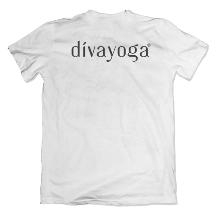 Diva Yoga White Tshirt Front & Back Printed - Official Diva Yoga Merchandise