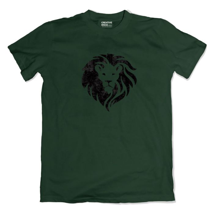 Roaring Lion with Flock Print Green Tshirt by Aditi Raval