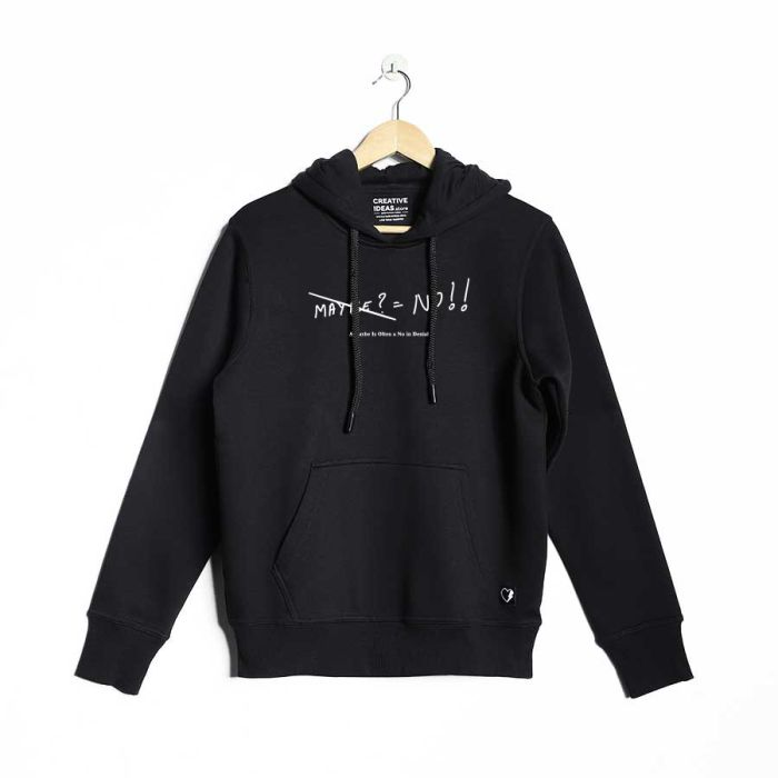 A Maybe Is Often a No in Denial Black Hoodie - Official Varun Duggi Merchandise