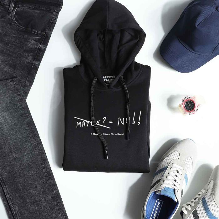 A Maybe Is Often a No in Denial Black Hoodie - Official Varun Duggi Merchandise