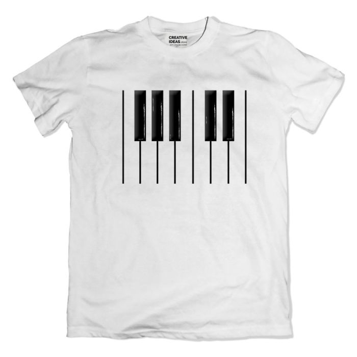 Grand Piano White Tshirt by Yashraj Mukhate