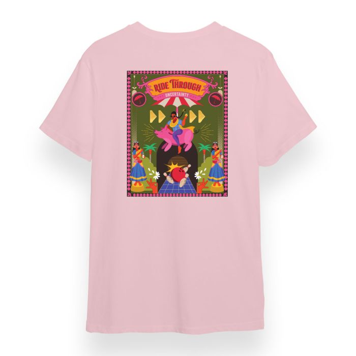 Pink Oversized Tshirt - Ride Through Uncertainty by Varshini Ramakrishnan Front and Back Printed | Limited Edition