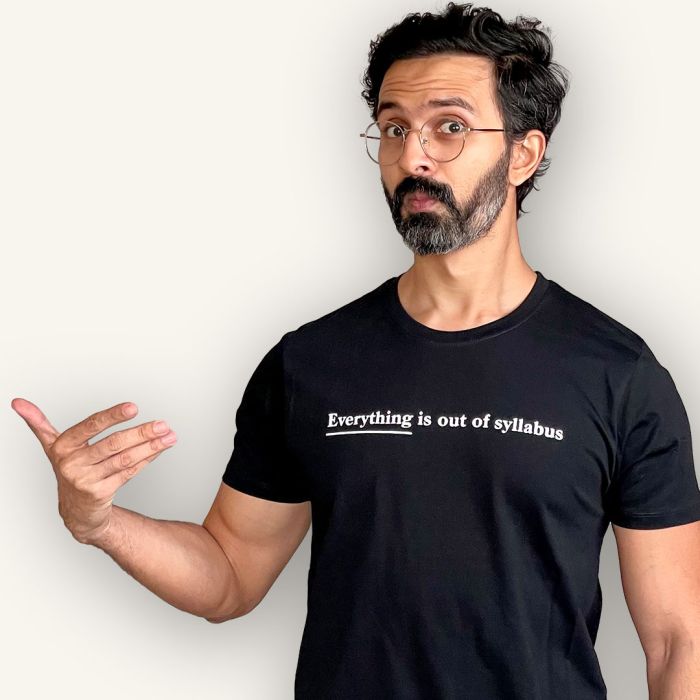Everything Is Out of Syllabus Black Tshirt - Official Varun Duggi Merchandise