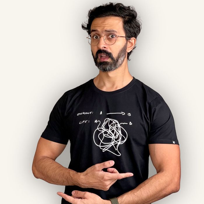 Expectation vs Reality Black Tshirt - Official Varun Duggi Merchandise