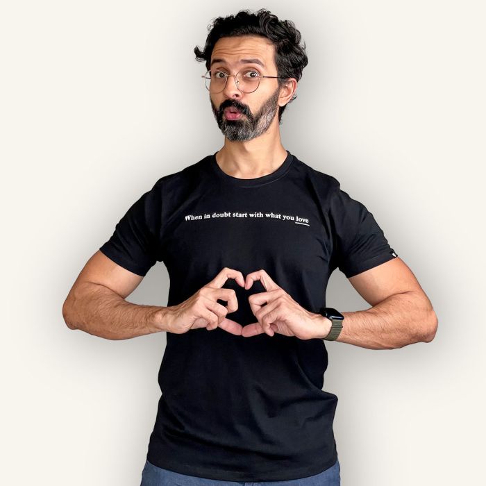 When in Doubt Black Tshirt - Official Varun Duggi Merchandise