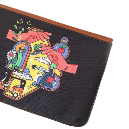 Brown Vegan Leather Laptop Sleeve - In a World Where Everything Is Protected by Yash Pradhan | Limited Edition