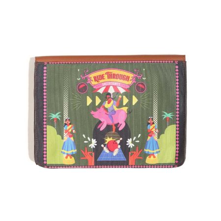 Brown Vegan Leather Laptop Sleeve - Ride Through Uncertainty by Varshini Ramakrishnan | Limited Edition