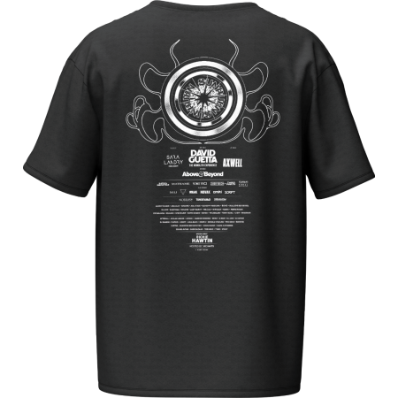 Line Up Black Oversized Tee - Sunburn Official Merchandise