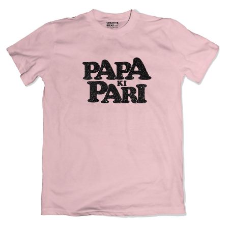 Papa Ki Pari Pink Glitter Tshirt by Yashraj Mukhate