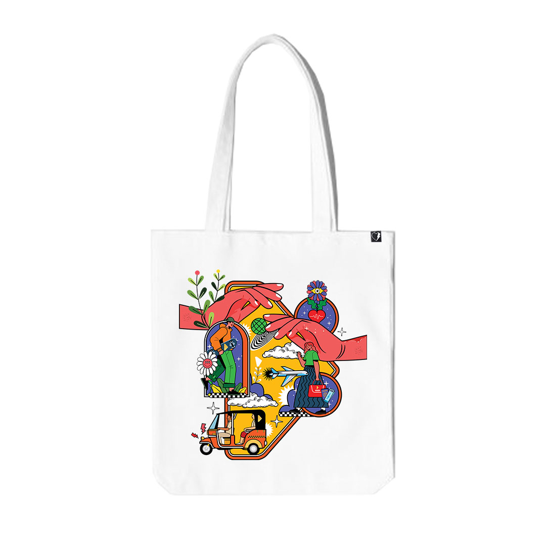 White Premium Tote Bag - In a World Where Everything Is Protected by Yash Pradhan | Limited Edition