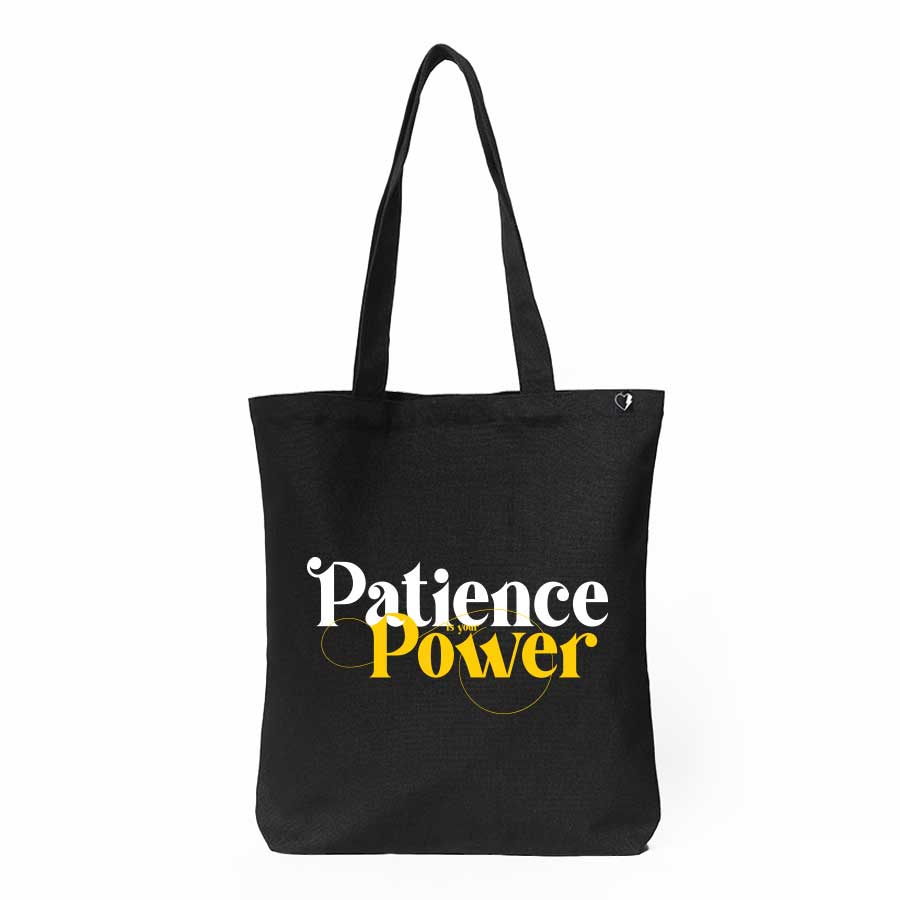 Patience Is Your Power - Official Sima Taparia Merchandise - Black Premium Tote Bag