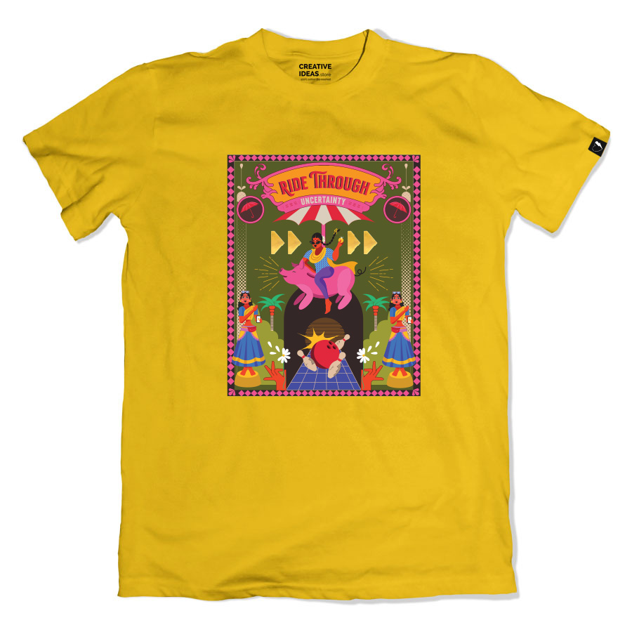 Yellow Regular Fit Tshirt - Ride Through Uncertainty by Varshini Ramakrishnan | Limited Edition
