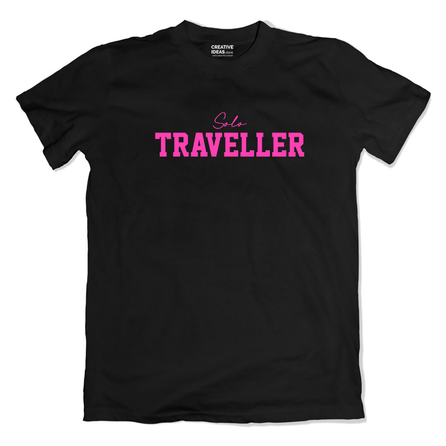 Solo Traveller Black Tshirt by Aditi Raval