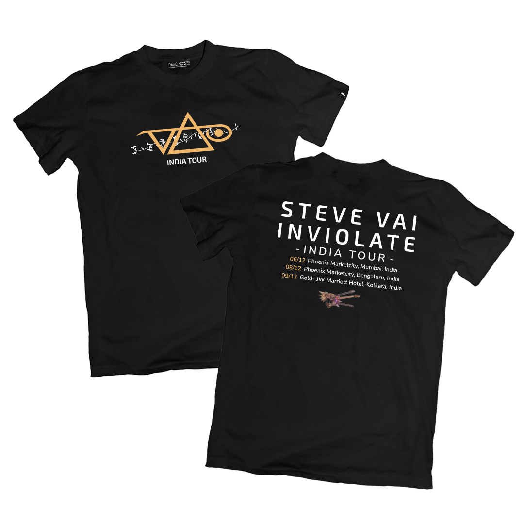 India Tour Official Steve Vai Merchandise Black Tshirt